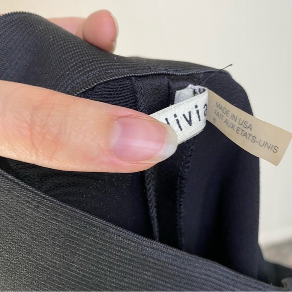 Alice + Olivia Black Wide Leg Dress Pants Size 8 Satin Stretch Waist Altered * - Picture 10 of 15